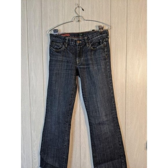 J.Crew Hipslung high low raw hem dark wash low rise jeans sz 28 - Picture 3 of 10